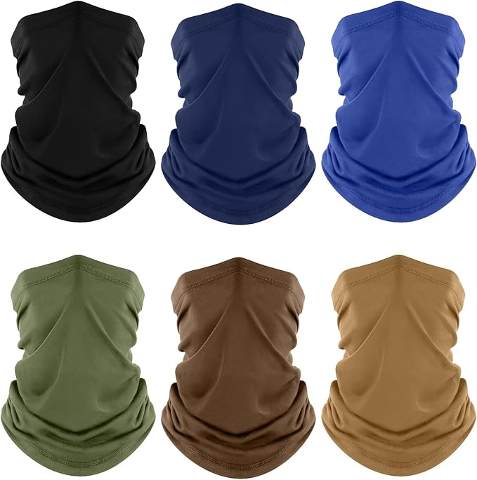 Fuinloth Neck Gaiter, 6 Pack Cooling UV Protection Bandana Buff Face Mask Gator Scarf for Men Women