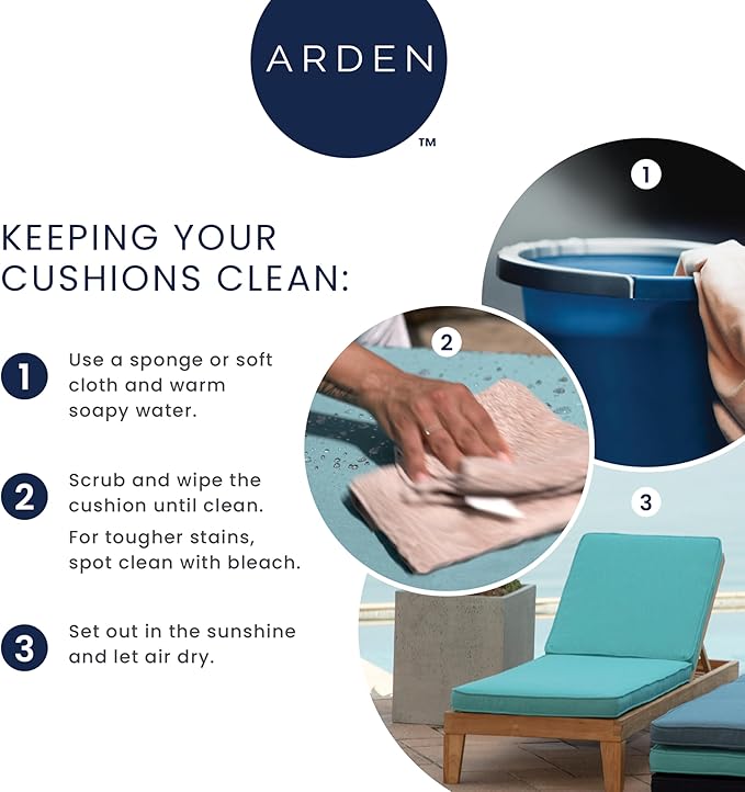 Arden Indoor/Outdoor Foam Seat Pad, 2 Pack, 17 x 16, Patio Cushion, Water Repellent, Fade Resistant, Foam Cushion Tan Leala