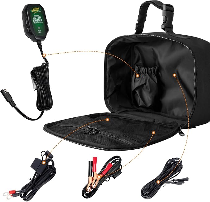 Battery Tender Junior 12V 750mA Charger Carrying Case - Waterproof Battery Charger Protective Storage Holder Organizer with Accessory Pocket