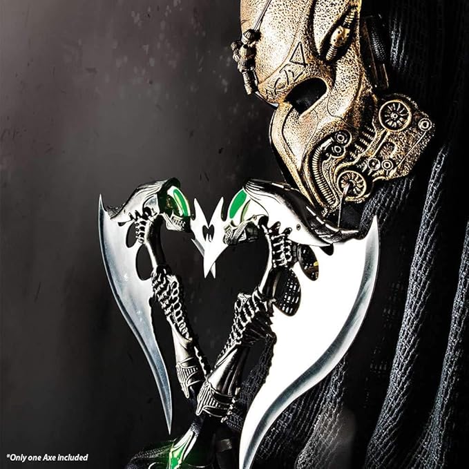 K EXCLUSIVE Alien Predator Fantasy Battle Axe - Stainless Steel Curved Blade, ABS Handle, Aluminum Accents, Includes Matching Dagger, Futuristic Design for Your Fantasy Set - Length 20 1/2"