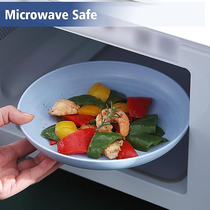 shopwithgreen Lightweight Wheat Straw Plates - 4 Pack 10'' Unbreakable Dinner Plates, Dishwasher & Microwave Safe, BPA free, for Kids, Children, Toddler & Adult