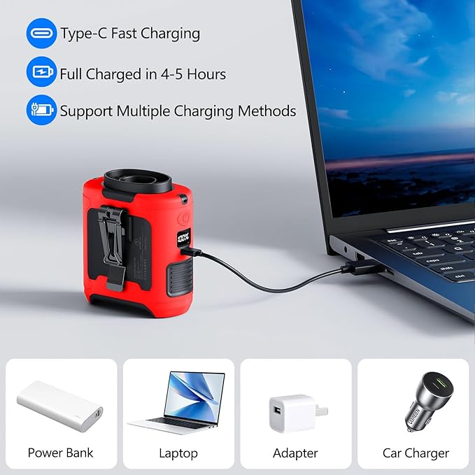 AI Portable Waist Fan Rechargeable 10000mah Belt Shirt Clip On Fan For Body Cooling That Blow Cold Air 5 Speeds Flashlight Up To 40H