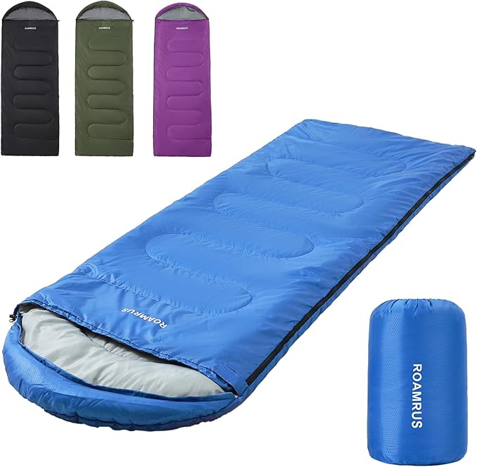 3 Seasons Sleeping Bags for Adults, Portable, Waterproof, Lightweight,with Storage Sack for Outdoor & Indoor, Hiking, Camping, Warm & Cold Weather Sleeping Bag for kids 10-12, Girls, Boys Mens