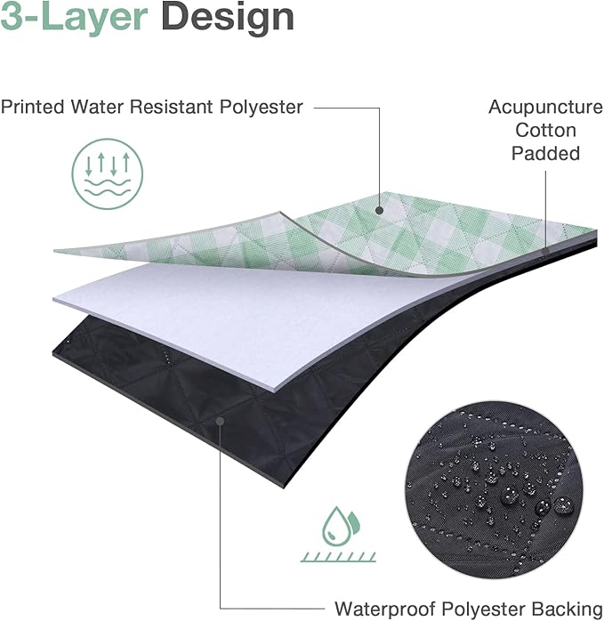 Picnic Blanket, 80''x80'' Waterproof Outdoor Blankets, Picnic Mat Washable for Beach, Picnic Blankets for Camping on Grass with Shoulder Strap - Green & White