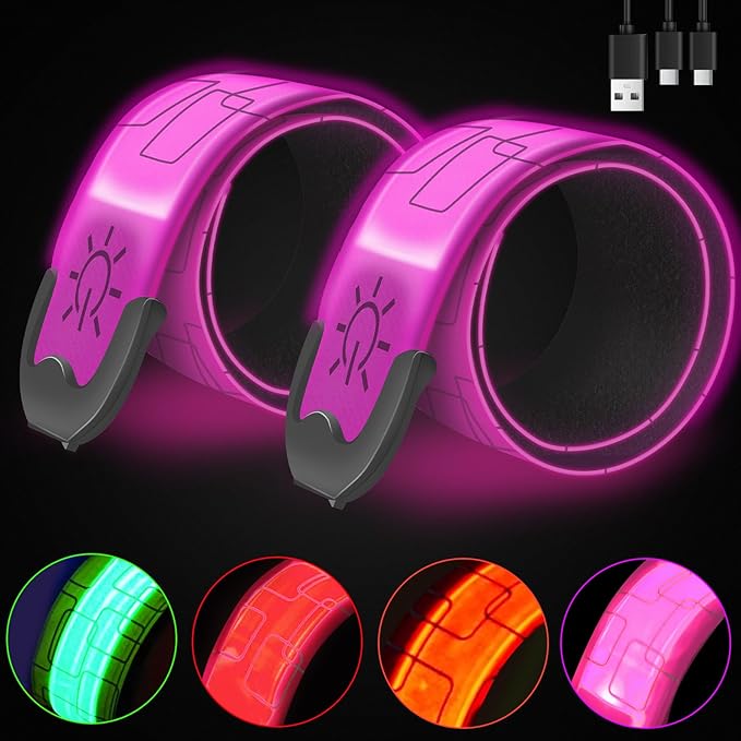 Running Lights for Runners, Walking Light for Night Walking, Running Lights & Walking Light with Colors & 3 Modes, Reflective Running Gear, Running Essentials for Women or Men 2-Pack