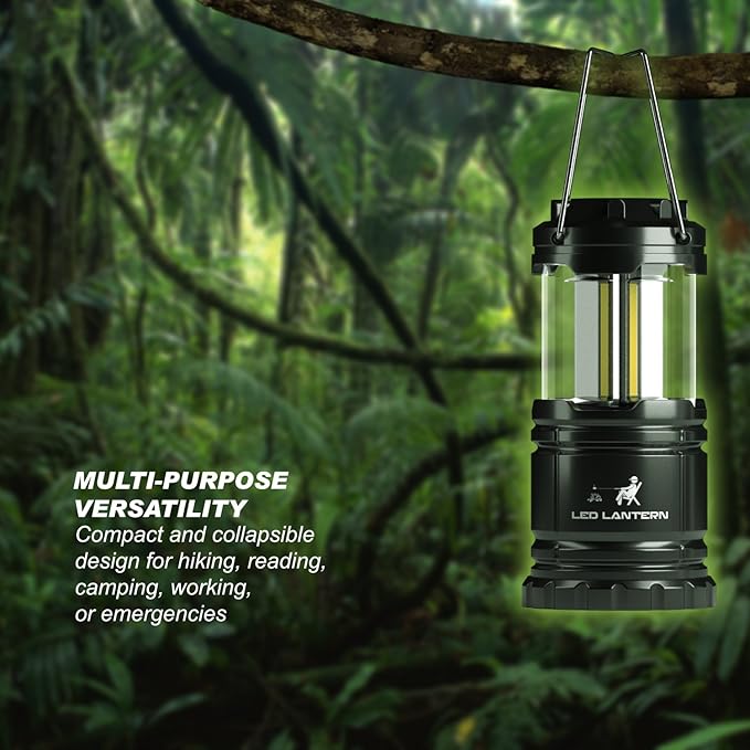 MalloMe LED Camping Lantern Flashlights 2 Pack & 4 Pack - Super Bright - 350 Lumen Portable Outdoor Lights (Black, Collapsible)