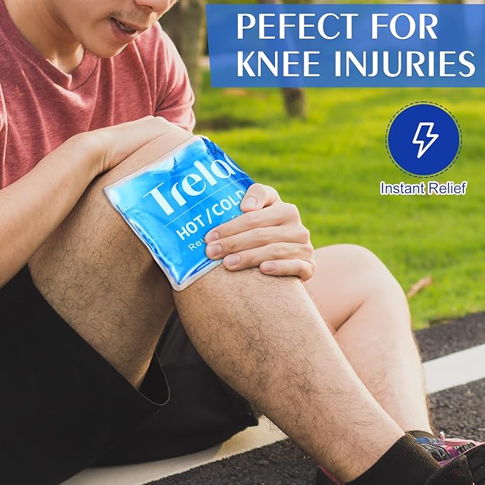 TrelaCo 10 Pcs Gel Ice Packs Reusable 9.4" x 4.7" Soft Flexible Ice Pack for Injuries Hot and Cold Compress for Knee Shoulder Head Neck Ankle Wrist Elbow Arm Foot Headaches Surgery
