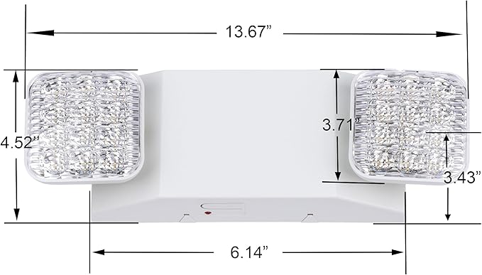 GRUENLICH LED Commercial Emergency Light with Dual Head and Backup Battery, US Standard, AC 120-277V, Hardwired Emergency Light Fixtures for Business Office Power Outages, 1-Pack