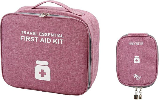 First Aid Bags Empty, Travel Medicine Bag, Medical Supplies Organizer Bag, Portable Kit for Traveling, Car, Home, Camping, Office, Hiking, Outdoor (Cationic Purple)