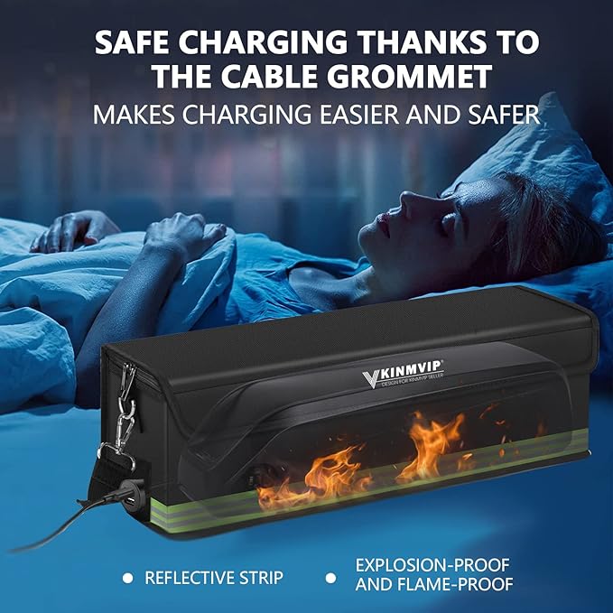 Lipo Battery Safe Bag Explosionproof, Large Capacity Fireproof Bag for Ebike Battery Charging and Storage