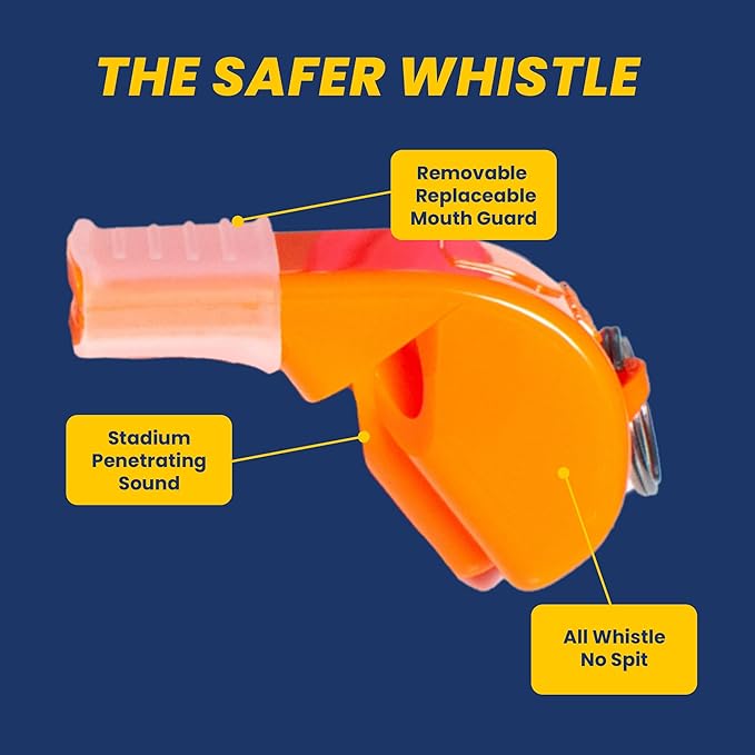 The Protector Whistle P51 - Coach Whistle - Official Whistle for Sports, Removable Cushioned Mouth Grip, Loud Safety Whistle for Adults with Breakaway Lanyard - Emergency Whistle Teacher Lifeguard