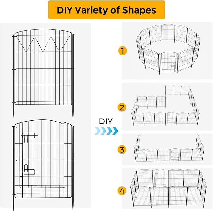 Jocoevel Garden Fence 10 Panels, 35.8 in (H) x 21.8 ft (L) No Dig Decorative Fencing, Rustproof Metal Fence Border for Garden Beds, Outdoor Temporary Dog Fence for Yard Patio
