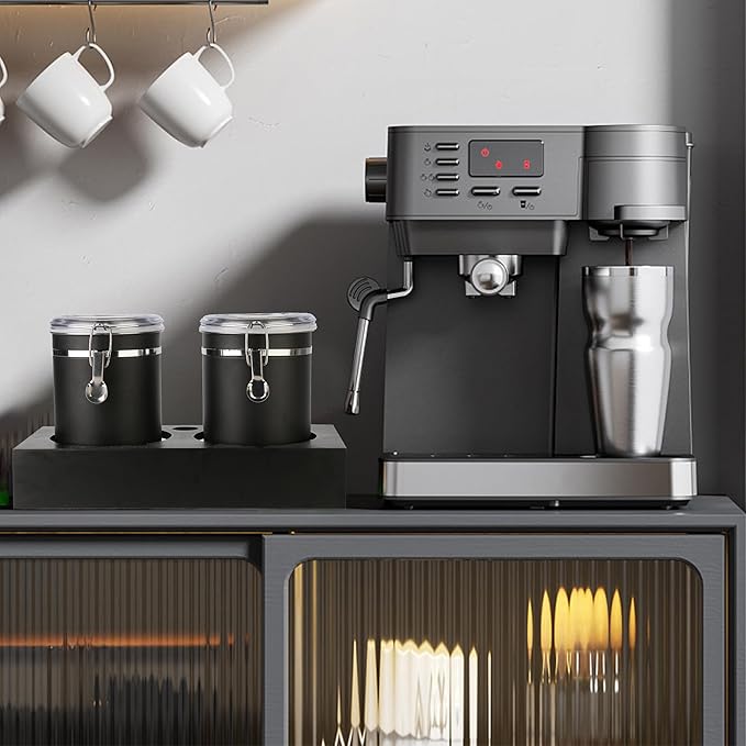 Stainless Steel Food Container with Clear Lids Airtight Storage Container Stackable Small Canisters Kitchen Pantry Storage for Cereal, Snacks, Candy, Herbs, Spices, Sugar, Tea (Black)