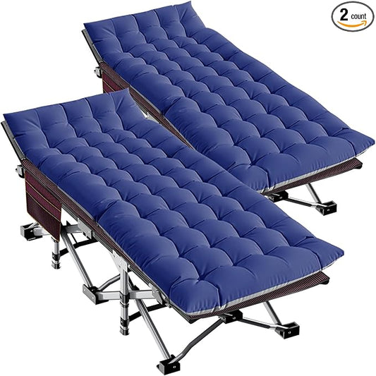 LILYPELLE Folding Camping Cot, Extra Wide Heavy Duty Sleeping Cots with Carry Bag, Double Layer Oxford Portable Travel Camp Cots for Home, Office Nap and Outdoor Beach