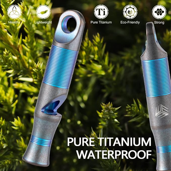 WeKnife Emergency Whistle Survival Loud, Titanium Outdoor Safety Whistle Survival Shrill Loud Blast with Paracord for Kayak, Life Vest, Jacket, Boating, Fishing,Camping, Hiking, Hunting, Coyote