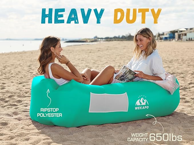 WEKAPO Inflatable Sun Lounger, Air Sofa, Hammock, Portable, Waterproof and Leak-Proof, Ideal for Backyard, Beach, Travel, Camping, Picnics and Music Festivals