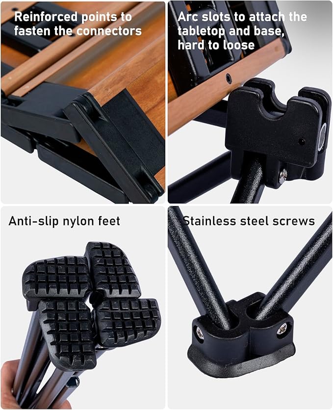 iClimb Ultralight Compact Camping Folding Table with Carry Bag (Nature - L)