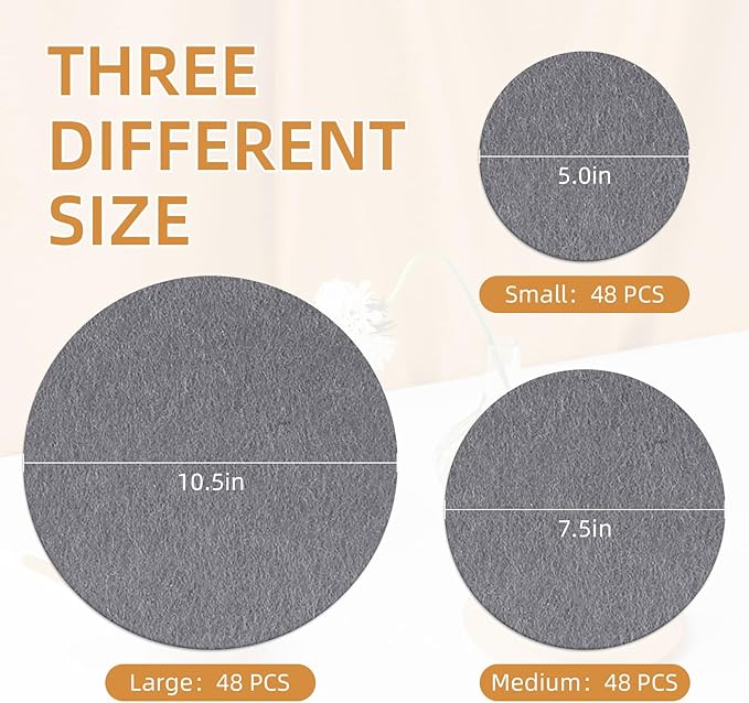 Plate China Storage Dividers, 144 Pieces with 3 Different Sizes Premium Felt Plate Dividers Round China Dish Protectors for Porcelain Cookware Protecting and Stacking, Gray