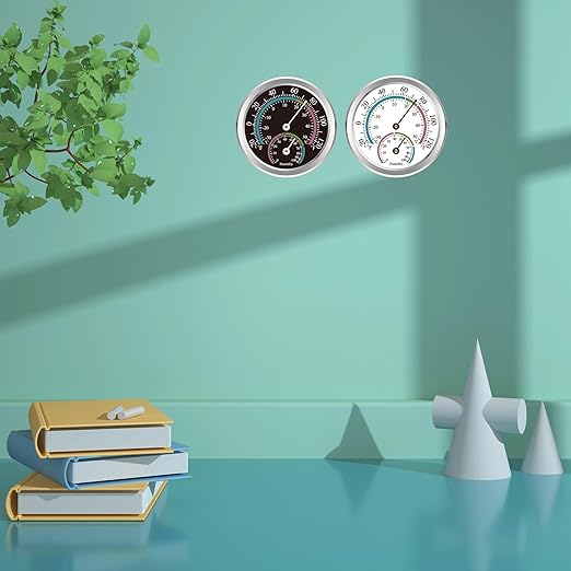 Indoor Thermometer Hygrometer Mini Analog 2 in 1 Temperature Humidity Outdoor Monitor Gauge for Home, Offices, Wall, Display Mechanical (1 Pack)