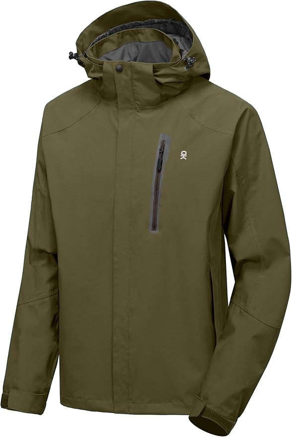 Little Donkey Andy Men's Waterproof Rain Jacket Outdoor Lightweight Hooded Raincoat for Hiking Golf Travel Fishing