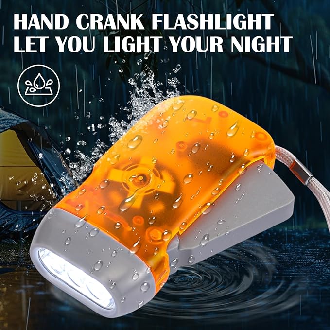 Treela 36 Pcs Hand Crank Flashlights Operation Christmas Items Bulk Squeeze Flashlight No Battery Required Torchlight 3 Powered Charging for Emergency(Red, Blue, Purple, Orange, Yellow, Green)