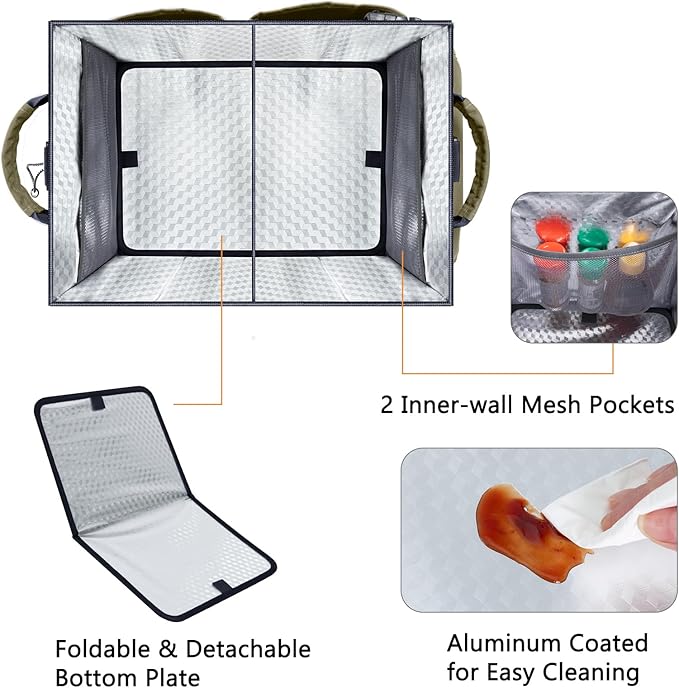 Large Grill Caddy with Paper Towel Holder – Collapsible BBQ Organizer for Camping, Tailgating, RV, Boating – Grilling Gifts for Men – Griddle Tote Bag with Shoulder Strap – Outdoor Essentials