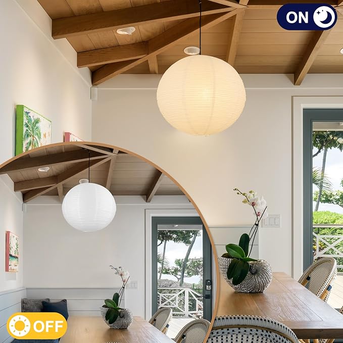 White Paper Lamp Shade, 12''x12'' Small Chinses Paper Lantern Pendant Light Shade,Round Lanpshade Home Decor Ceiling Lampshade, Foldable Lampshade