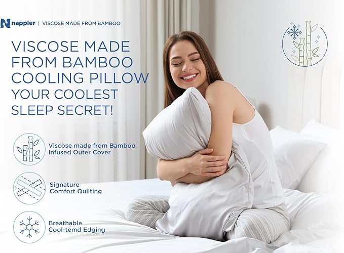 Cooling Pillow for hot Sleepers -Bed Pillows Standard Size Premium Set of 2 - Adjustable Shredded Memory Foam - Medium to Firm Pillows for Back, Stomach & Side Sleepers - Washable Cover