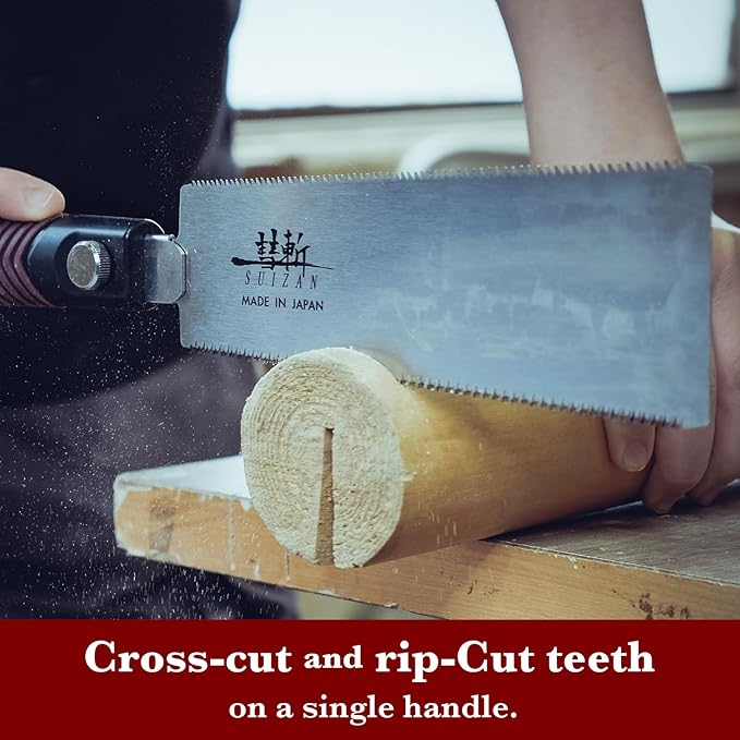 SUIZAN Ryoba Double Edge Saw 8" - Professional Japanese Pullsaw Handsaw Woodworking Tools