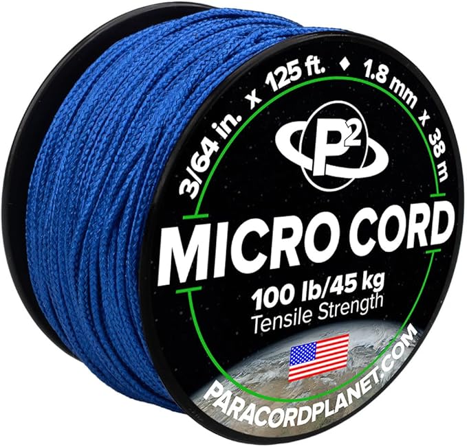 Paracord Planet Micro Paracord – Thin Braided Cord for Crafting, Fishing, and DIY Projects in 125 ft Spools – Royal Blue
