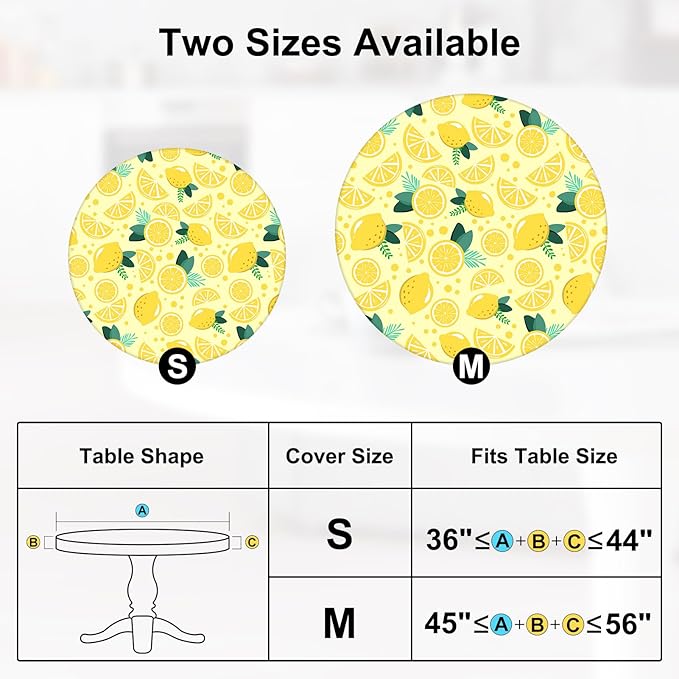 Round Tablecloth Fitted Elastic Table Cover Waterproof Table Cloth for Dinner, Party, Picnic,Camping, Round Table Cover for Indoor Outdoor