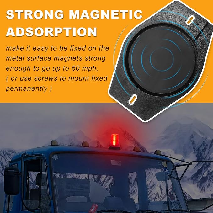 LED Strobe Light, 12V-24V Warning Emergency Safety Flashing Beacon Lights with Magnetic and 16.4 ft Straight Cord Vehicle Forklift Truck Tractor Golf Carts UTV Car Bus (1 PCS, Red)