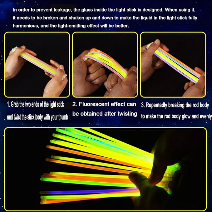 Glow Sticks, 1000 Pack 8" Glow in The Dark Light Up Sticks with 1000 Connectors for Festival Birthday Carnival Necklaces Bracelet (1000PACK)