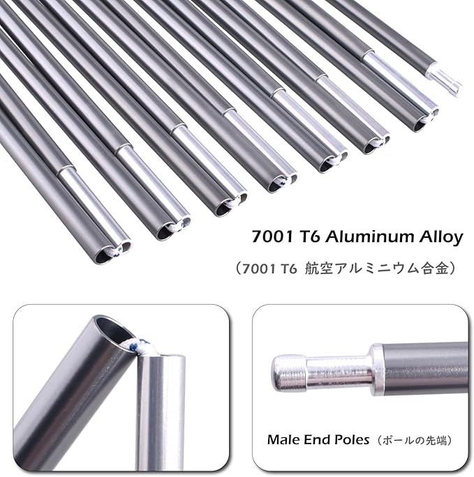 TRIWONDER Tent Pole 2 PCS - Aluminium Rod Tent Pole Replacement Accessories Tent Bar Tent Building Supporting Rod Awning Frames Kit for Hiking Camping