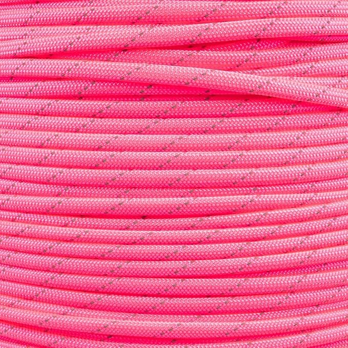 Paracord Planet Reflective 550lb Paracord – 7 Strand Type III Nylon Parachute Cord for Outdoor Visibility, Hiking, and Crafting – 30+ Colors and 4 Length Options