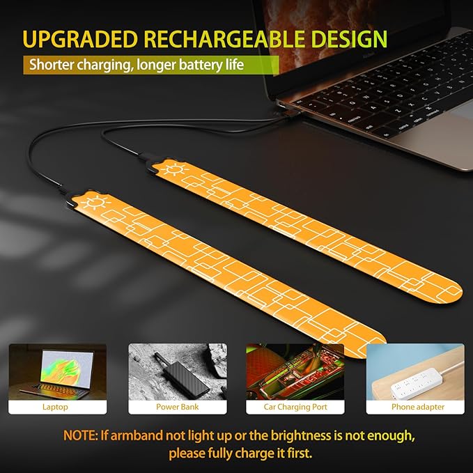 2 Pack LED Armband - Rechargeable Running Lights with Reflective Gear, High Visibility LED Wristband Lights