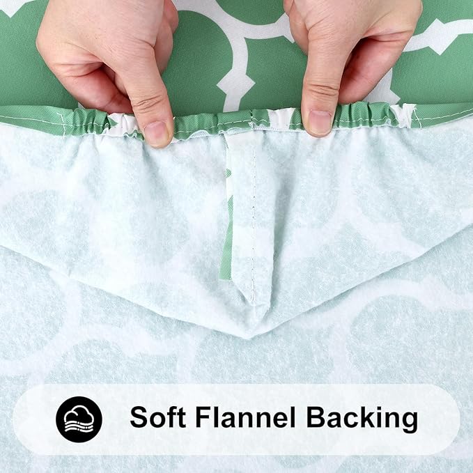 Smiry Rectangle Picnic Table Cover, Waterproof Elastic Fitted Camping Tablecloths for 4 Foot Tables, Wipeable Flannel Backed Vinyl Tablecloth Protector for Indoor, Outdoor (Sage Green, 30x48 Inches)