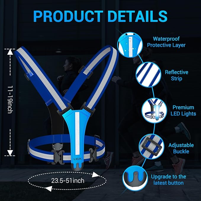 Led Reflective Vest Running Gear，7 Lights Colors Light Up Running Vest, Rechargeable High-Visibility Adjustable Vest for Running, Cycling, and Night Activities（Green）