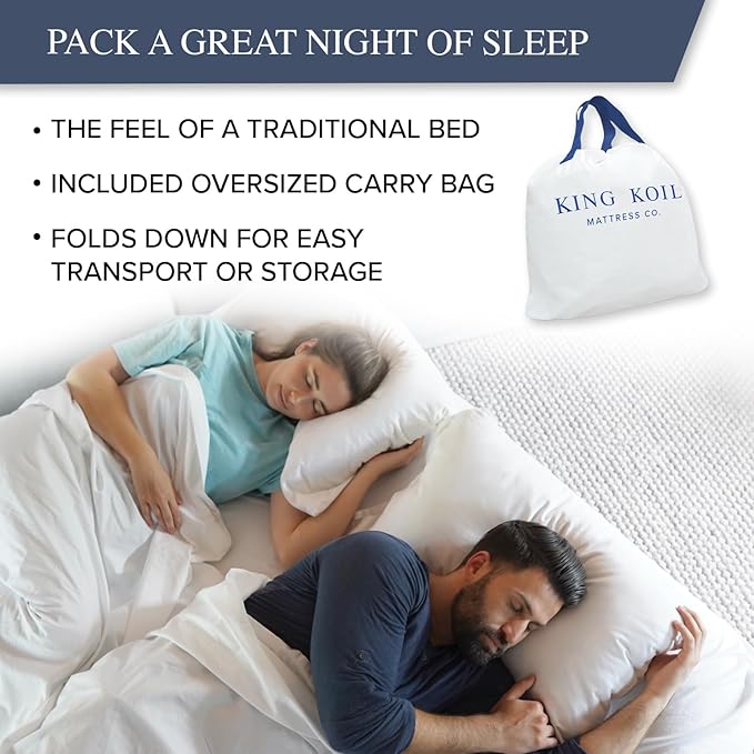 King Koil Full Size Premium Air Mattress with Built-in Pump for Home, Camping & Guests, 16" Inflatable Airbed Double High Adjustable Blow Up Mattress, Durable - Portable and Waterproof