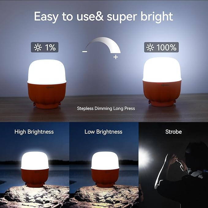 VAVOFO 30W LED Camping Lantern Rechargeable, 100 LEDs with Stepless Dimming, 2500LM, 7200mAh Portable Tent Light with Magnet, IP65 Waterproof for Emergencies ,Power Outages, Camping