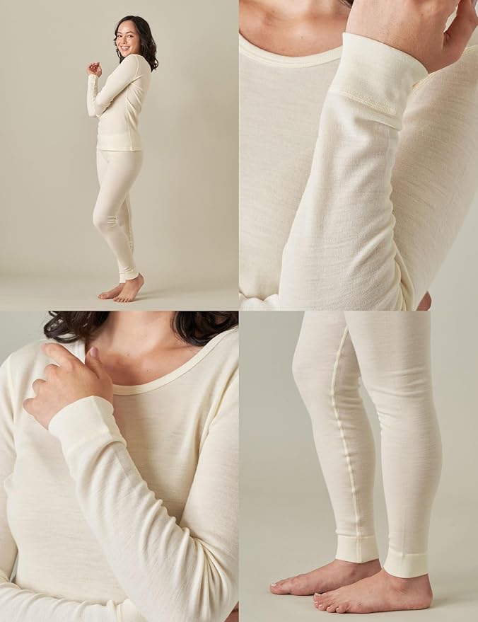 LAPASA Womens 100% Merino Wool Base Layer Set Lightweight & Midweight Thermal Underwear Long John Top & Bottom Warm L58/L91