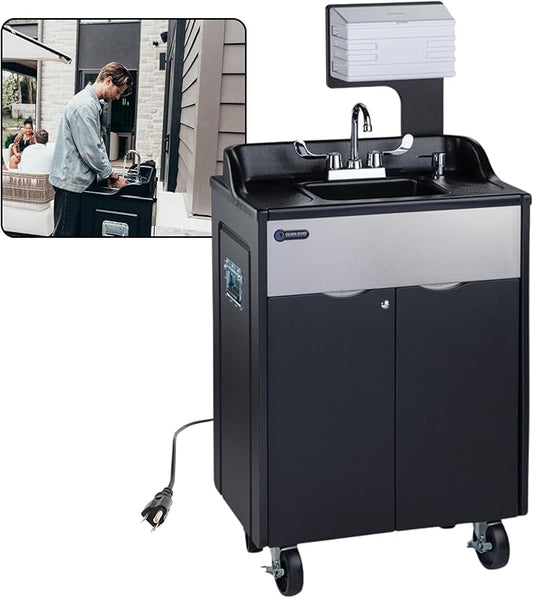 Ozark River Portable Sinks, Titan PRO 1 Black, Outdoor Portable Sink with Hot Water, Mobile Self Contained Sink with Water Tanks and Wheels, Portable Outdoor Hand Washing Sink Station