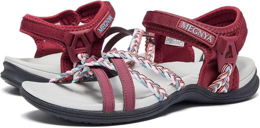 MEGNYA Hiking Sandals for Women, Arch Support Comfortable Walking Sandals Hook Loop Strap, Sports Lightweight Slides