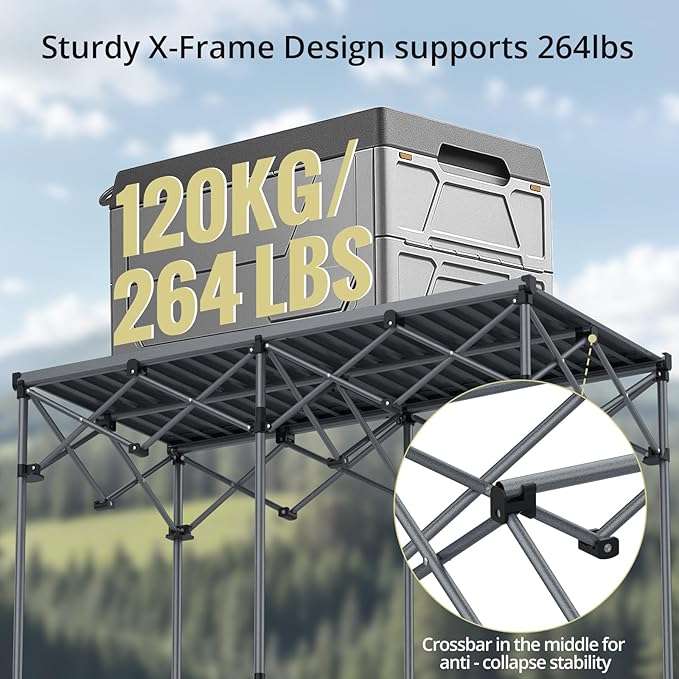 Large Camping Table Foldable for 2-8 People, 48” x 23.6” Aluminum Roll Up Camping Table Support 264lbs, Waterproof, Portable Outdoor Table with Carry Bag, for Backyard BBQ Tailgating, Black