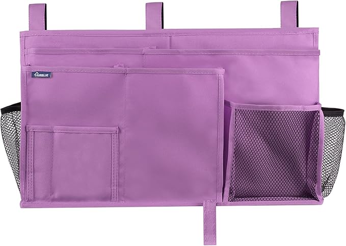 Surblue Caddy Hanging Organizer Bedside Storage Bag for Bunk and Hospital Beds, Purple, L