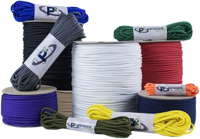 Paracord Planet Genuine Type III 550lb Paracord – Nylon Cord in Solid, Multi, and Reflective Colors – 25+ Colors and Length Options of 10', 25', 50', and 100'