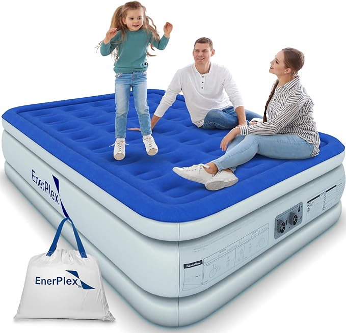EnerPlex Air Mattress with Built in Pump - Self-Inflating Blow Up Mattress with Neck Support - Inflatable Air Bed for Portable Travel & Home Use