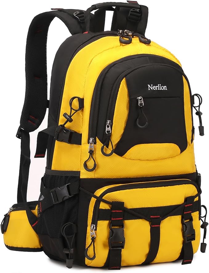 Nerlion 40L Hiking Backpack Travel Backpack for Men Women Camping Waterproof Outdoor Hiking Daypack Lightweight Backpack (Yellow)