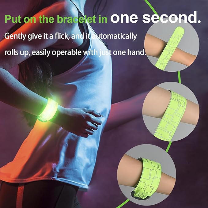 LED Armband for Running,USB Rechargeable Safety Light for Runners,High Visibility Light Up Band Reflective LED Bracelet for Night Walking Jogging Cycling Running Gear