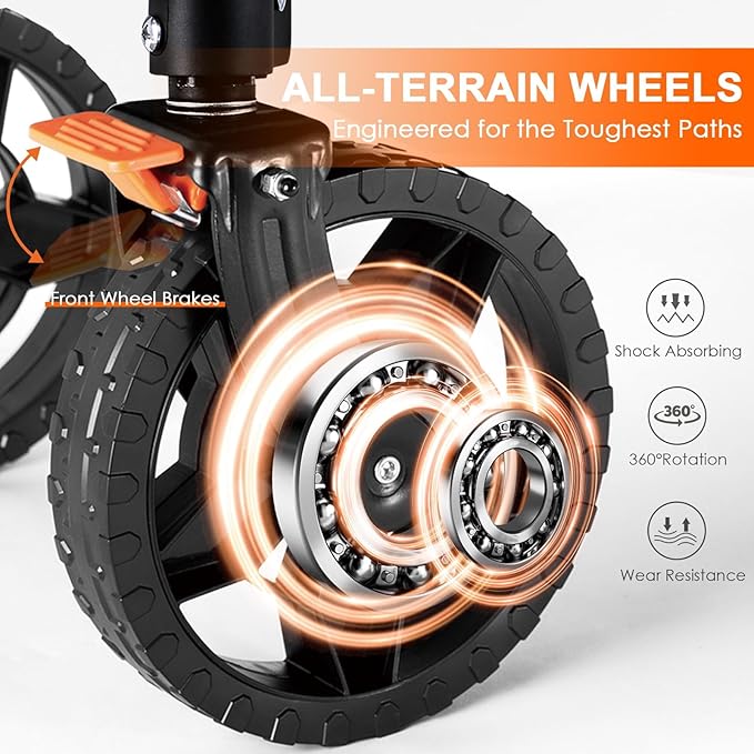 140L Collapsible Wagon Cart Foldable, Folding Utility Grocery Cart with Side Pocket and Brakes for Shopping, Sports, Camping and Garden, Black